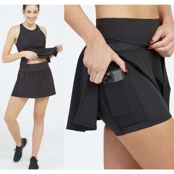 SPANX Get Moving Skort sz XL  Black  14-Inch  Athletic Tennis Skirt  Active - Picture 1 of 6